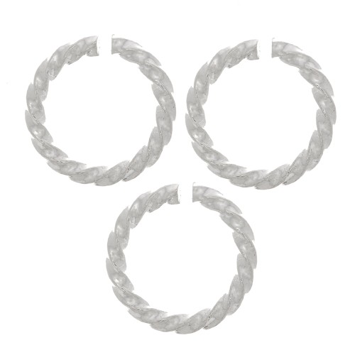 7x1mm Round twisted open jump rings - Fine silver plating x5