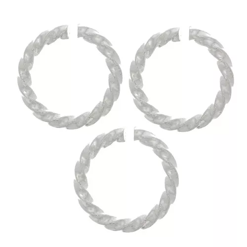 7x1mm Round twisted open jump rings - Fine silver plating x5