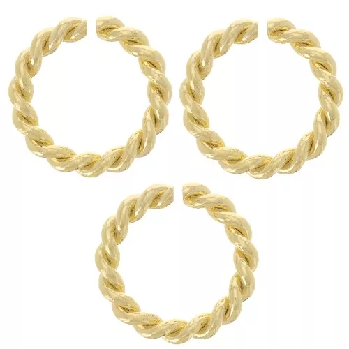 9.5x1.6mm Open Round Twisted jump Rings - Fine Gold Plated x5
