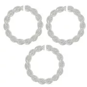 9.5x1.6mm Open Round Twisted jump Rings - Fine Silver plating x5