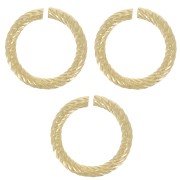 11x1.55mm Round Twisted Open jump Rings - Fine Gold Plated x5