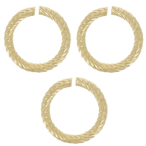11x1.55mm Round Twisted Open jump Rings - Fine Gold Plated x5
