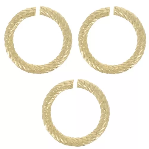 11x1.55mm Round Twisted Open jump Rings - Fine Gold Plated x5