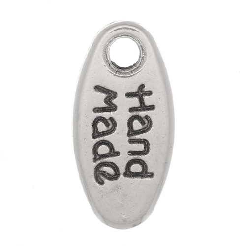11x5mm drop Charm - Hand Made - Antique silver plating x1