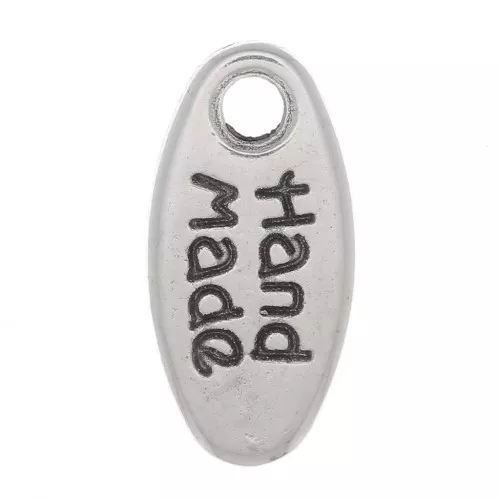 11x5mm drop Charm - Hand Made - Antique silver plating x1