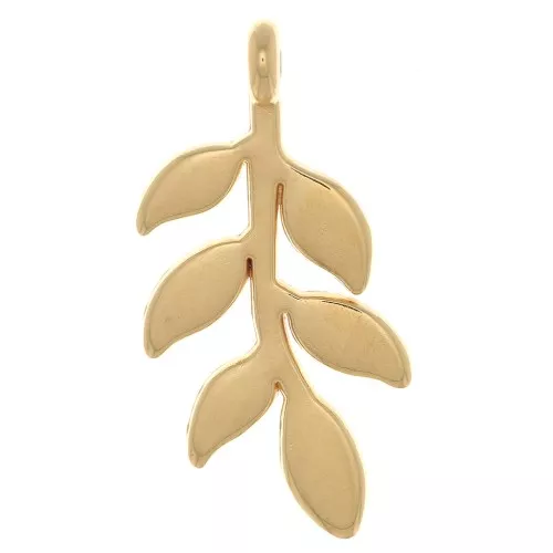 24x12 mm Olive leaf pendant - Fine Gold Plated x1