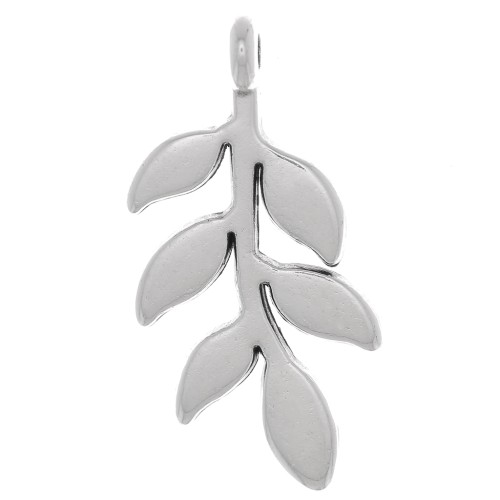 24x12 mm Olive leaf pendant - Antique silver plating x1