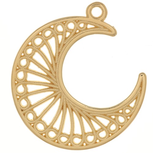 33x28mm half-moon filigree effect Pendant - Fine Gold Plated x1