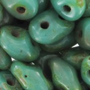 SuperDuo 2.5x5mm Green Turquoise Travertin x10g|raw }}