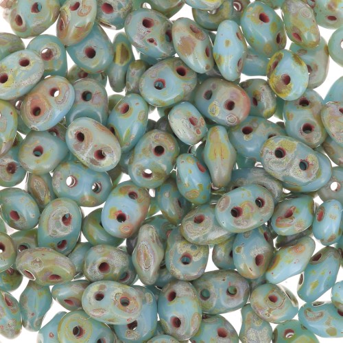 SuperDuo 2.5x5mm Blue Turquoise Picasso x10g