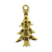 Fir Tree Charm 25mm Old Gold tone x1|raw }}