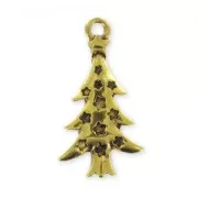 Fir Tree Charm 25mm Old Gold tone x1