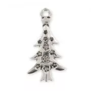 Fir Tree Charm 25mm Old Silver tone x1