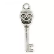Key Skull Charm 33mm Old Silver tone  x1