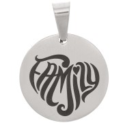 15 mm 304 stainless steel Round pendant - Family x1