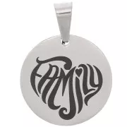 15 mm 304 stainless steel Round pendant - Family x1