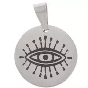 15 mm 304 stainless steel Round pendant - Lucky eye x1