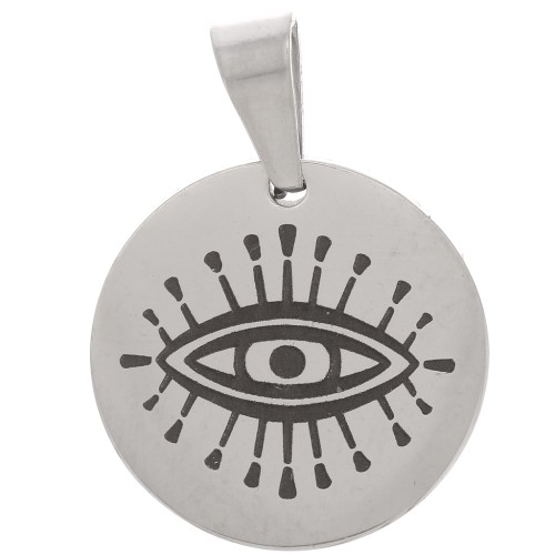 15 mm 304 stainless steel Round pendant - Lucky eye x1