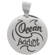 15 mm 304 stainless steel Round pendant - Ocean Addict x1