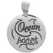15 mm 304 stainless steel Round pendant - Ocean Addict x1