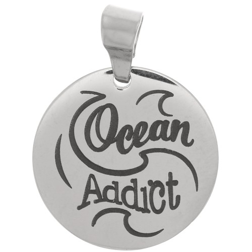 15 mm 304 stainless steel Round pendant - Ocean Addict x1