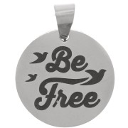 15 mm 304 stainless steel Round pendant - Be Free & Birds x1|raw }}