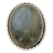 10x8mm 925 Sterling Silver Oval serrated setting for cabochon x1