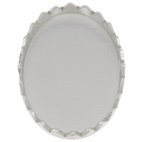 14x10mm 925 Sterling Silver Oval serrated setting for cabochon x1