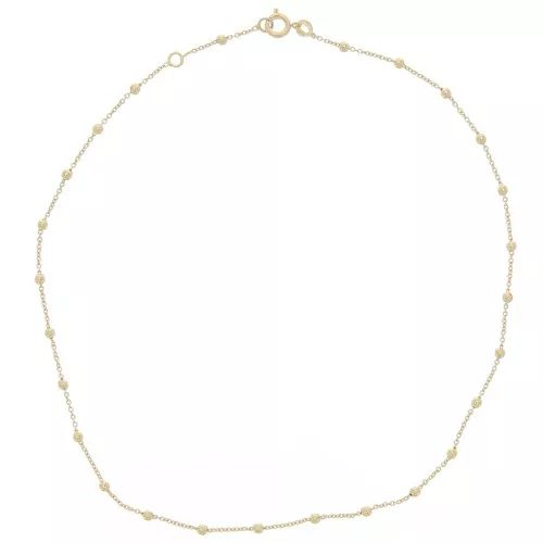 2.5mm cable mesh choker alternating beads - 3 microns Gold plated x37cm