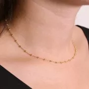 2.5mm cable mesh choker alternating beads - 3 microns Gold plated x37cm