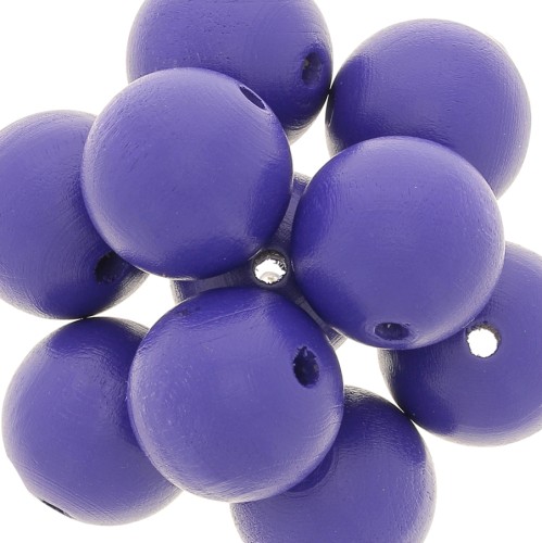 Wooden round bead 20mm Blue x5