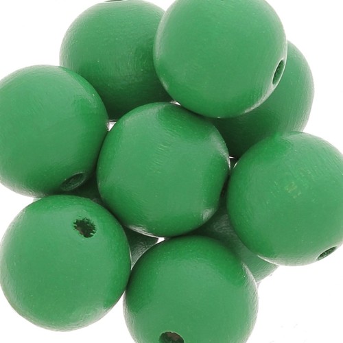 Wooden round beads 15mm Green x5