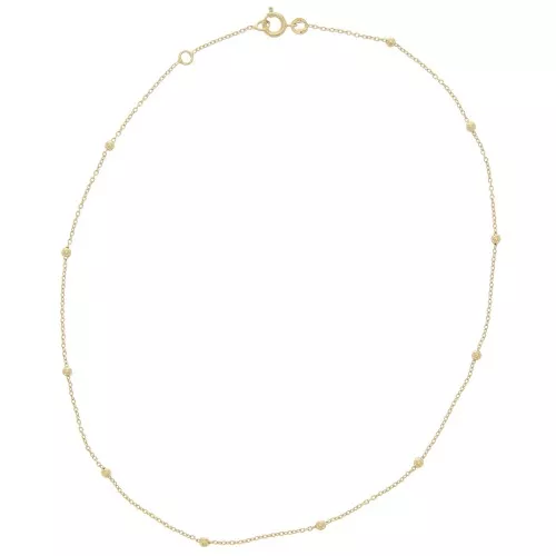 2.5mm cable mesh choker alternating beads (1x3) - 3 microns Gold plated x37cm