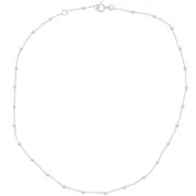 2.5mm 925 Sterling Silver cable mesh choker alternating round beads (1x1) x38cm