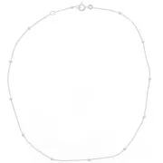 2.5mm 925 Sterling Silver cable mesh choker alternating round beads (1x3) x37cm