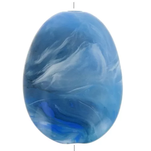 30x23mm Flat Acrylic Bead - Marbled Light Blue x1