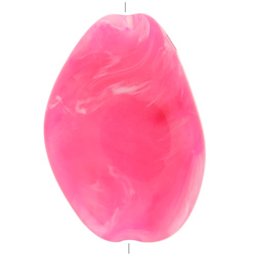 38x26mm Irregular Flat Acrylic Bead - Fuchsia Marbled x1