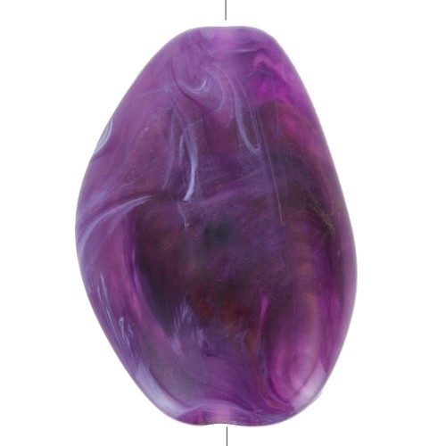 38x26mm Irregular Flat Acrylic Bead - Marbled Dark Purple x1