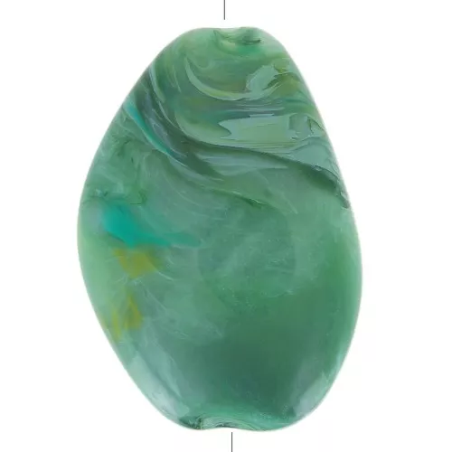 38x26mm Irregular Flat Acrylic Bead - Marbled Green x1