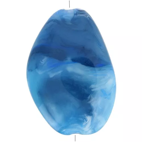 38x26mm Irregular Flat Acrylic Bead - Marbled Light Blue x1