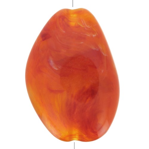 38x26mm Irregular Flat Acrylic Bead - Marbled Orange x1
