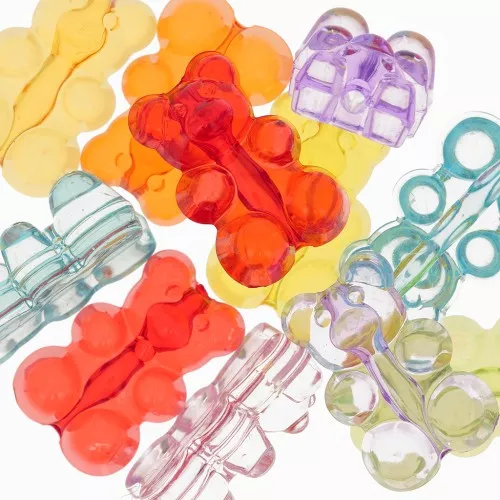 19x12mm Teddy Bear Bead assortment - vertical hole - Multicoloured x10