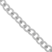 16.9mm Aluminium cable mesh chain - open links - Rhodium Tone x50cm|raw }}