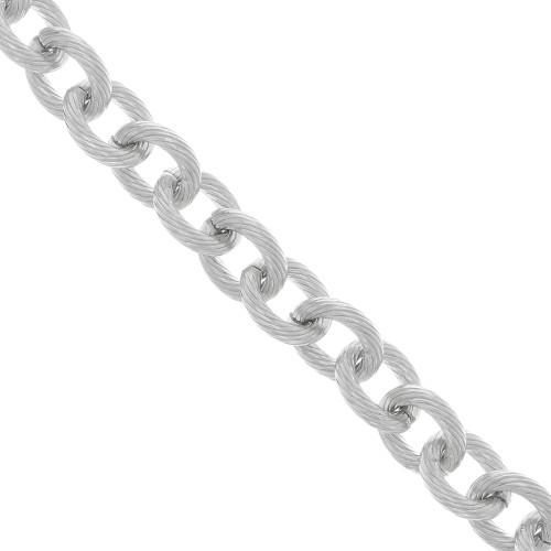 16.9mm Aluminium cable mesh chain - open links - Rhodium Tone x50cm