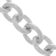 16.9mm Aluminium cable mesh chain - open links - Rhodium Tone x50cm