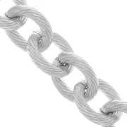 16.9mm Aluminium cable mesh chain - open links - Rhodium Tone x50cm