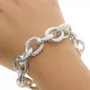 16.9mm Aluminium cable mesh chain - open links - Rhodium Tone x50cm