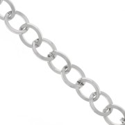 18.5mm Aluminium cable mesh chain - open links - Rhodium Tone x50cm|raw }}