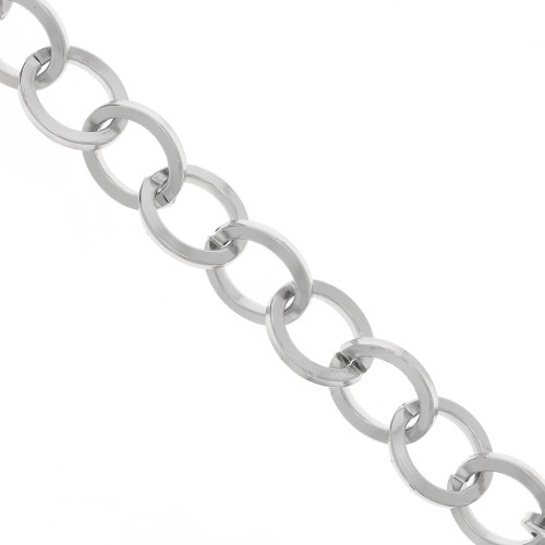 18.5mm Aluminium cable mesh chain - open links - Rhodium Tone x50cm
