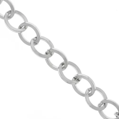 18.5mm Aluminium cable mesh chain - open links - Rhodium Tone x50cm